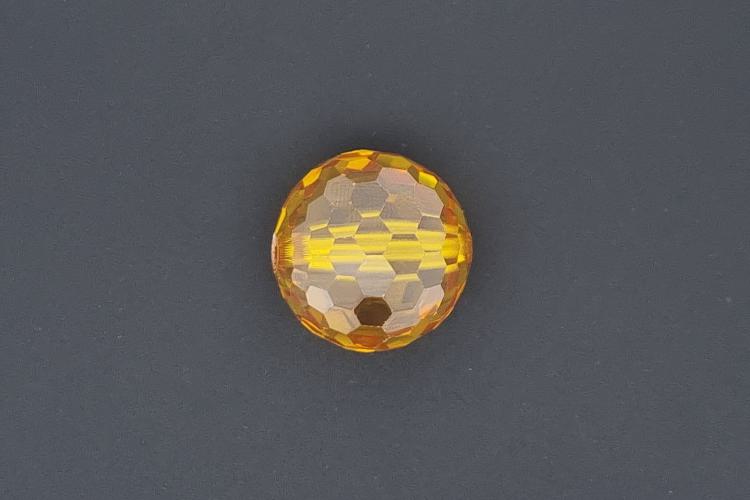 Cubic Zirconia Beads colour yellow AAA-Quality, round approx. Ø20mm, hole approx. Ø1,9mm