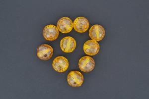 Cubic Zirconia Beads colour yellow AAA-Quality, round approx. Ø10mm, hole approx. Ø1,4mm